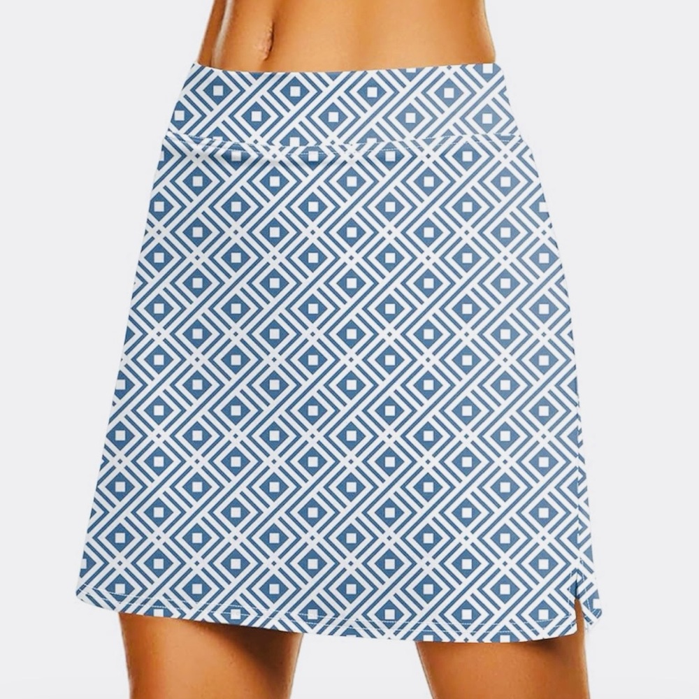 Sky Blue and White A-line Mini Skort Resort Wear NWT